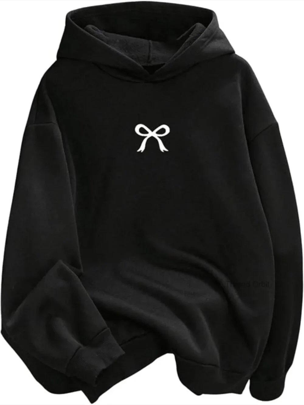 Girls Bow Graphic Long Sleeve Hoodie Pullover Sweatshirt